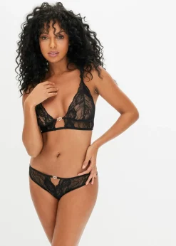 bonprix VENUS Bralette y tanga con abertura (conjunto de 2 piezas) Negro Clearance