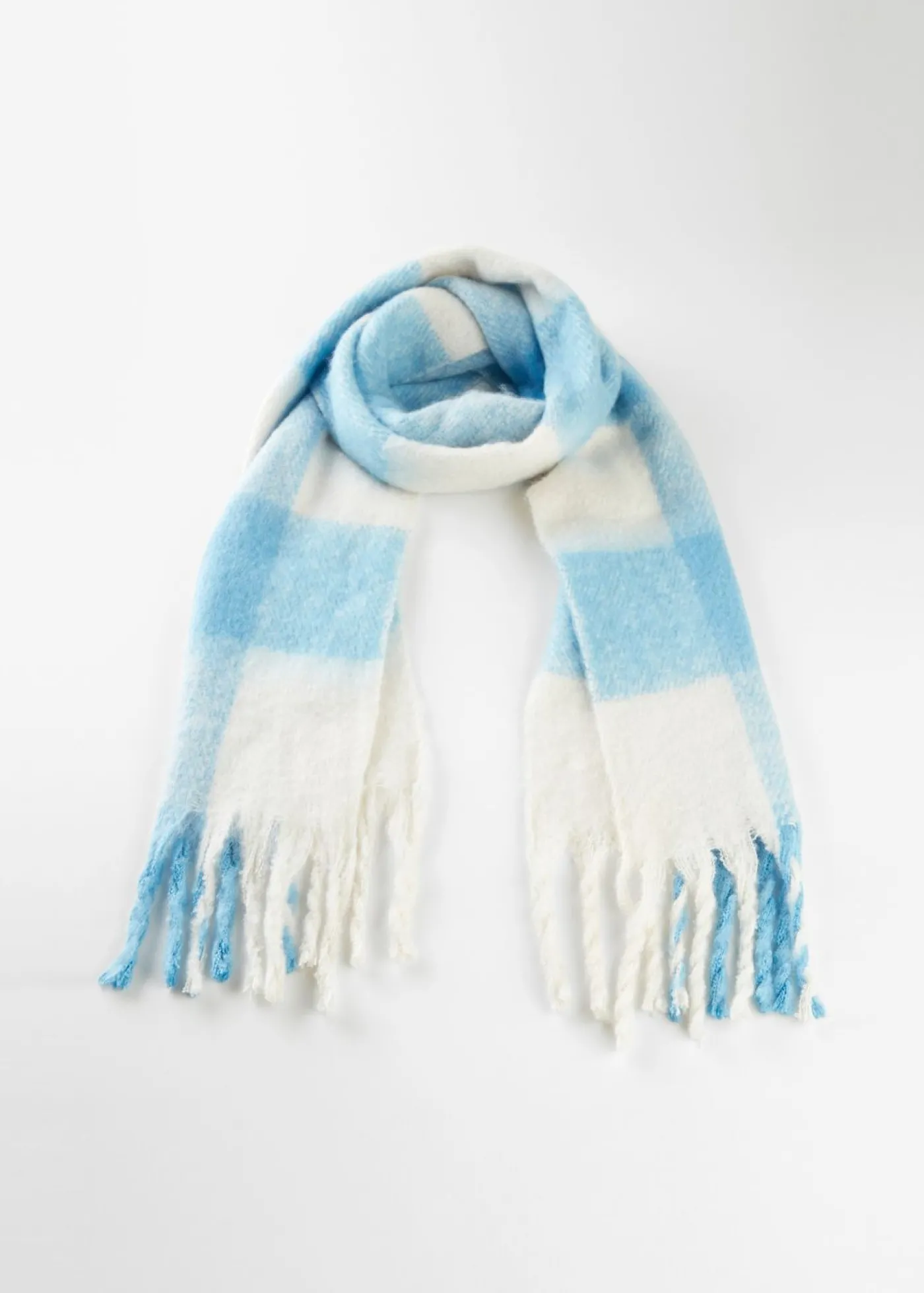 bonprix bonprix Bufanda azul brillante-blanco lana a cuadros Sale