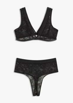 bonprix bonprix Bustier + tanga de talle alto (2 piezas) Negro Best