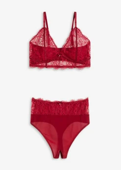 bonprix VENUS Bustier + tanga de talle alto con abertura (conjunto de 2 piezas) Rojo atardecer Online