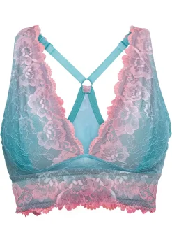 bonprix bonprix Bustier con encaje delicado con degradado cromático Rosa-aguamarina Hot