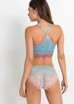 bonprix bonprix Bustier con encaje delicado con degradado cromático Rosa-aguamarina Hot