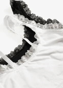 bonprix bonprix Bustier de algodón orgánico y encaje (2 unidades) Negro-blanco lana Hot