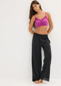 bonprix bonprix Bustier de algodón orgánico y encaje Fucsia oscuro New