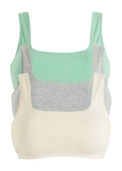 bonprix bonprix Bustier de algodón orgánico (3 unidades) Hierbabuena + gris claro jaspeado + beige arena Discount