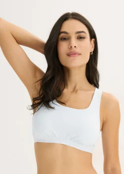 bonprix bonprix Bustier de algodón orgánico (3 unidades) Azul crema + negro + rosa seda Outlet