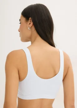 bonprix bonprix Bustier de algodón orgánico (3 unidades) Azul crema + negro + rosa seda Outlet