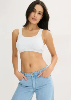 bonprix bonprix Bustier de algodón orgánico (3 unidades) Azul crema + negro + rosa seda Outlet