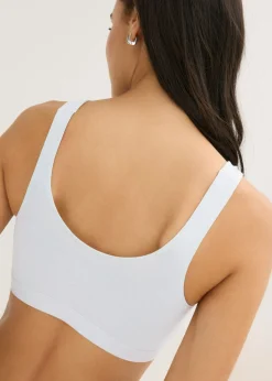 bonprix bonprix Bustier de algodón orgánico (3 unidades) Azul crema + negro + rosa seda Outlet