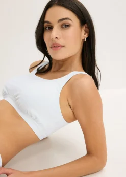 bonprix bonprix Bustier de algodón orgánico (3 unidades) Azul crema + negro + rosa seda Outlet