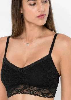 bonprix bonprix Bustier de encaje suave (2 unidades) Negro+blanco Outlet