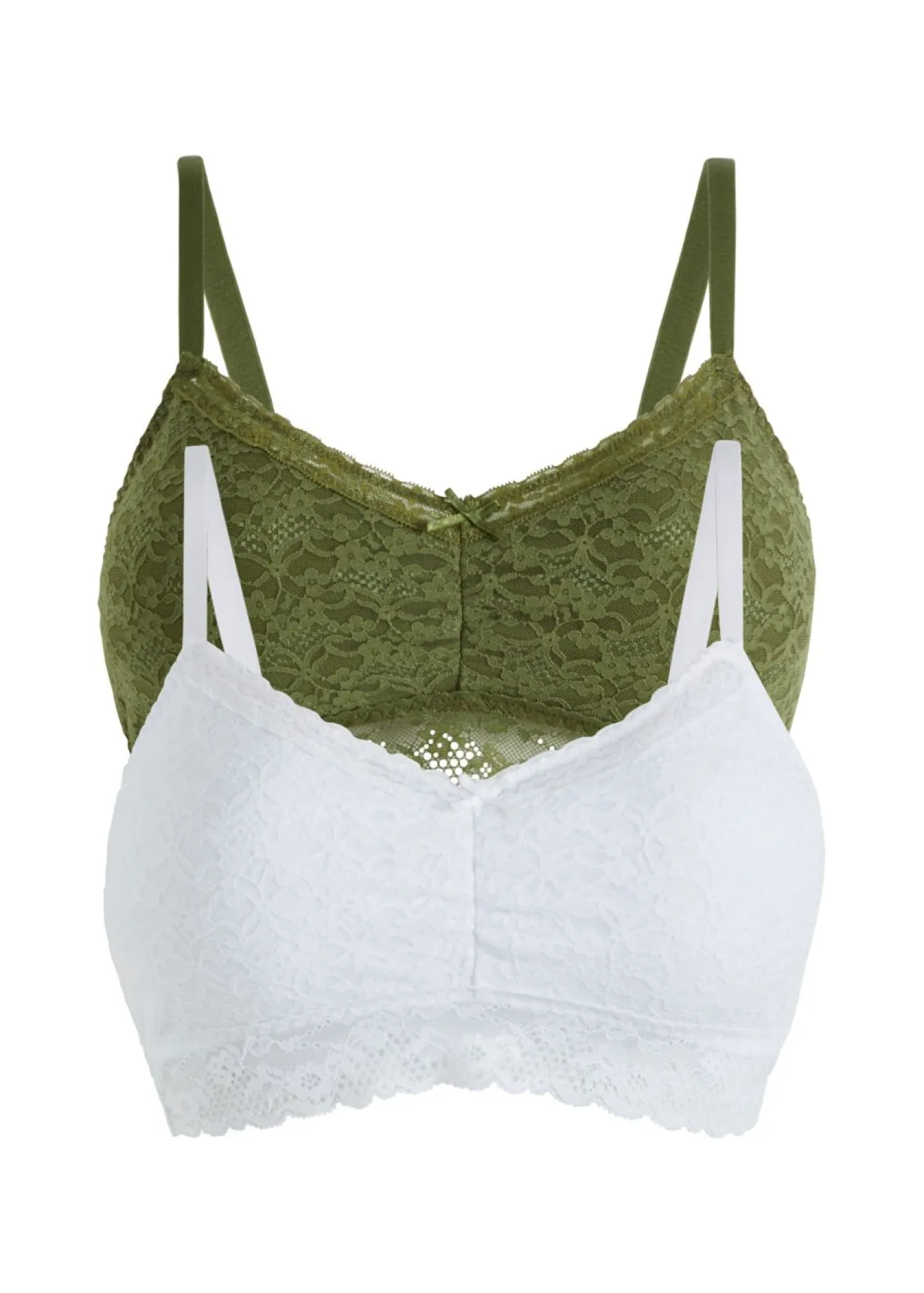 bonprix bonprix Bustier de encaje suave (2 unidades) caqui oscuro+blanco Best