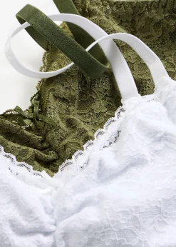 bonprix bonprix Bustier de encaje suave (2 unidades) caqui oscuro+blanco Best