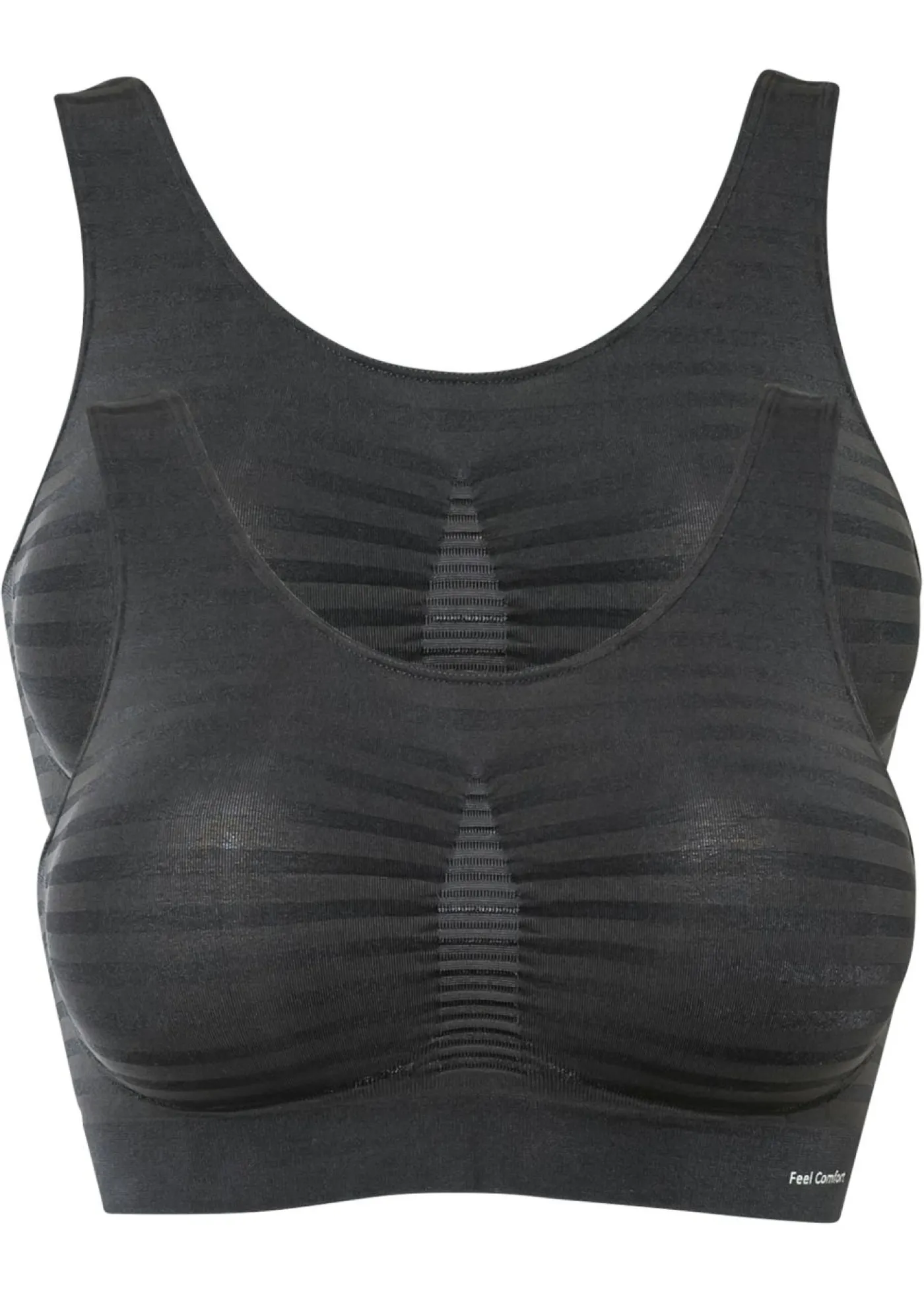 bonprix bonprix Bustier Feel Comfort sin costuras (2 unidades) 2 unidades en pizarra de rayas New