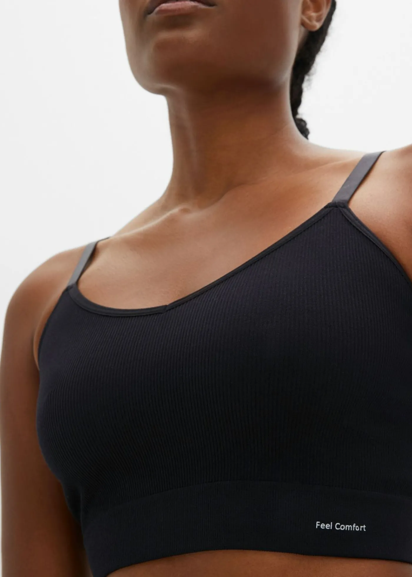 bonprix bonprix Bustier Feel Comfort sin costuras de canalé Negro Sale