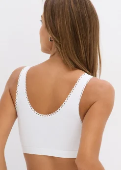 bonprix bonprix Bustier reversible de algodón orgánico suave (2 unidades) blanco - pizarra Outlet