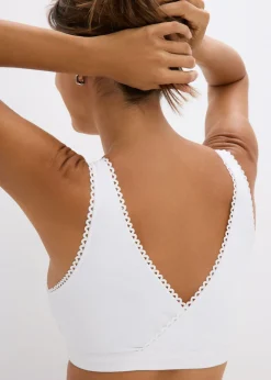 bonprix bonprix Bustier reversible de algodón orgánico suave (2 unidades) blanco - pizarra Outlet