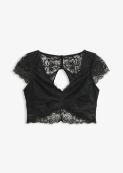 bonprix bonprix Bustier sin aros con encaje de flores Negro Sale