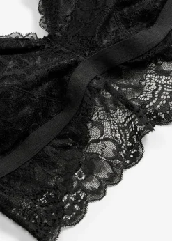 bonprix bonprix Bustier sin aros con encaje de flores Negro Sale