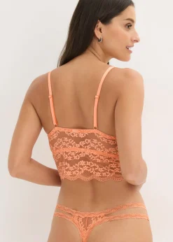 bonprix bonprix Bustier sin aros con encaje de flores papaya suave Outlet