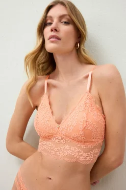 bonprix bonprix Bustier sin aros con encaje de flores papaya suave Outlet