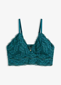 bonprix bonprix Bustier sin aros con encaje de flores verde pimiento