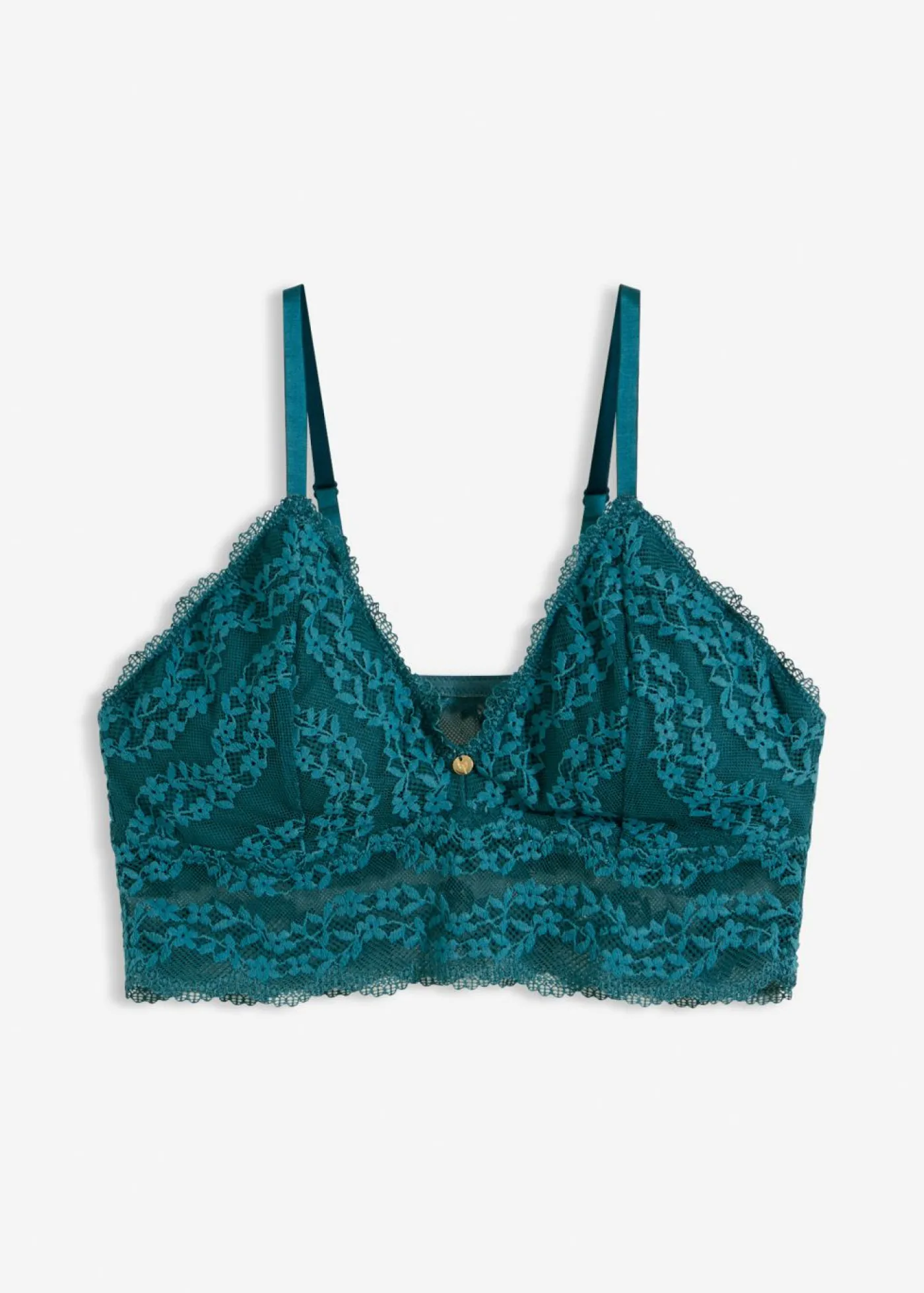 bonprix bonprix Bustier sin aros con encaje de flores verde pimiento