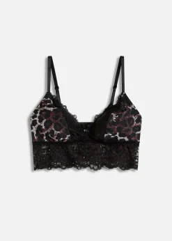 bonprix bonprix Bustier triangular con encaje estampado leo negro-piedra-marrón oscuro-marrón castaño Best
