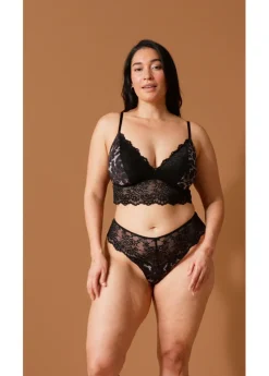 bonprix bonprix Bustier triangular con encaje estampado leo negro-piedra-marrón oscuro-marrón castaño Best