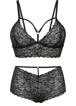 bonprix VENUS Bustier+braguita abierta (2 piezas) Negro Hot
