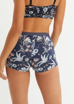 bonprix bonprix Bóxer de algodón orgánico para mujer (4 unidades) Azul marino de flores + arándano Discount