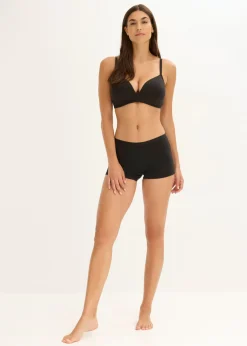 bonprix bonprix Bóxer de algodón orgánico para mujer (3 unidades) Negro