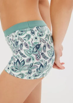bonprix bonprix Bóxer de algodón orgánico para mujer (4 unidades) azul marino + salvia ahumado
