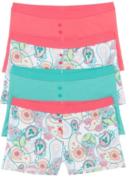 bonprix bonprix Bóxer de mujer (4 unidades) blanco/rosa claro/verde océano/amarillo claro/coral claro Discount