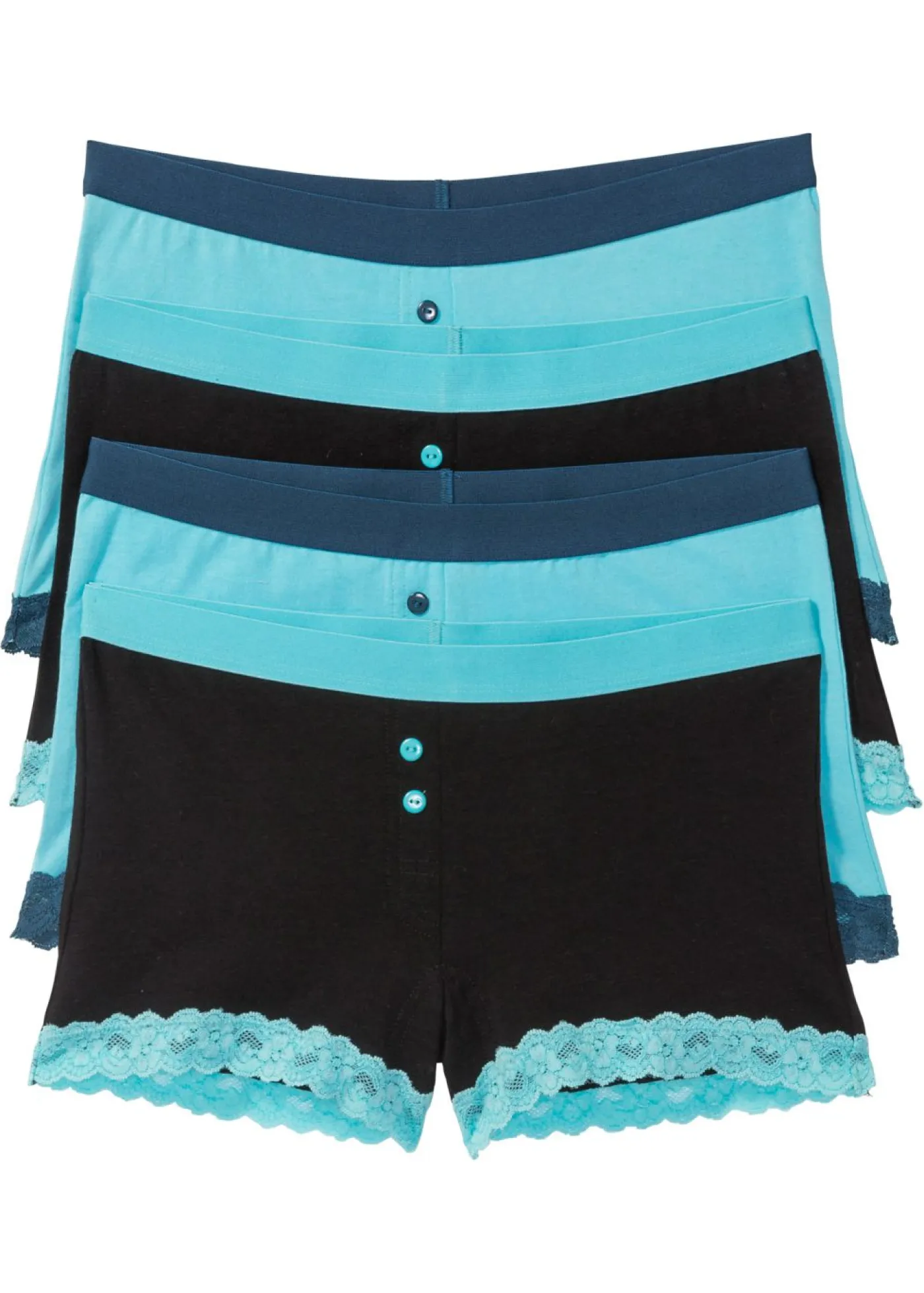 bonprix bonprix Bóxer de mujer (4 unidades) Celeste/negro Clearance