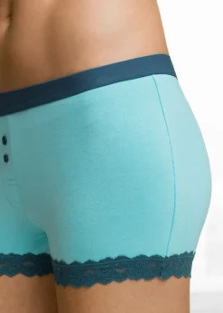 bonprix bonprix Bóxer de mujer (4 unidades) Celeste/negro Clearance
