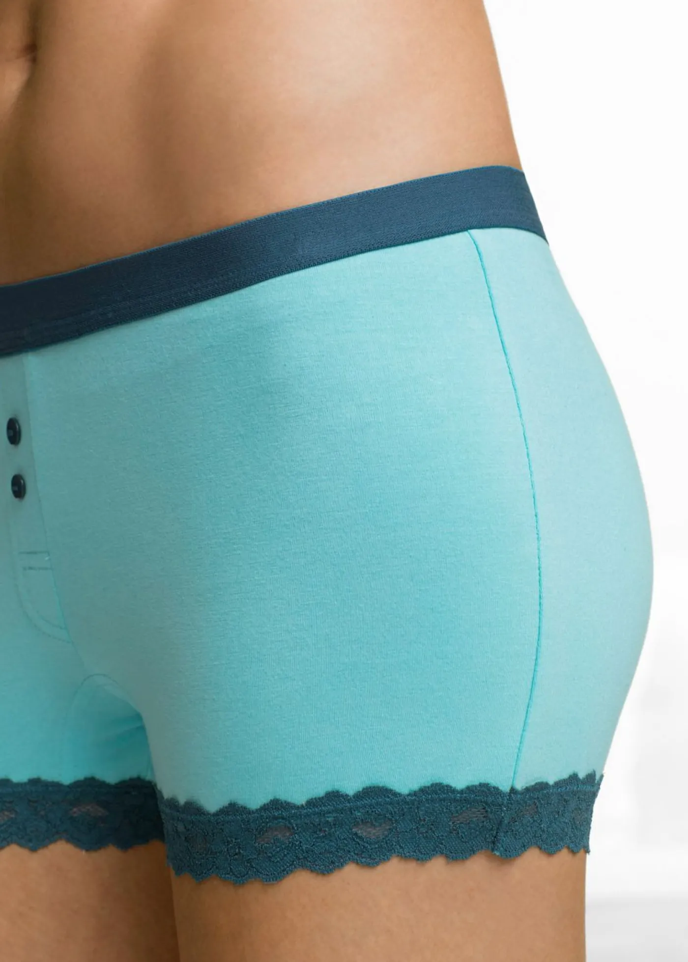 bonprix bonprix Bóxer de mujer (4 unidades) Celeste/negro Clearance