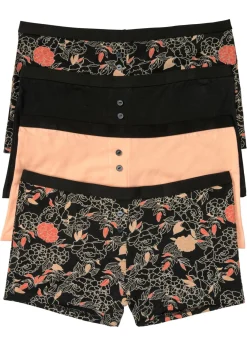 bonprix bonprix Bóxer de mujer (4 unidades) Negro de flores/negro/melocotón Outlet