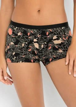 bonprix bonprix Bóxer de mujer (4 unidades) Negro de flores/negro/melocotón Outlet