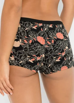 bonprix bonprix Bóxer de mujer (4 unidades) Negro de flores/negro/melocotón Outlet