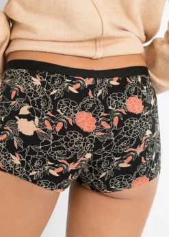 bonprix bonprix Bóxer de mujer (4 unidades) Negro de flores/negro/melocotón Outlet