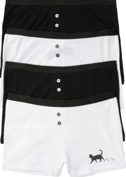 bonprix bonprix Bóxer de mujer (4 unidades) Negro-blanco Discount