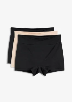 bonprix bonprix Bóxer de mujer (3 unidades) de modal suave negro+beige tiza Best