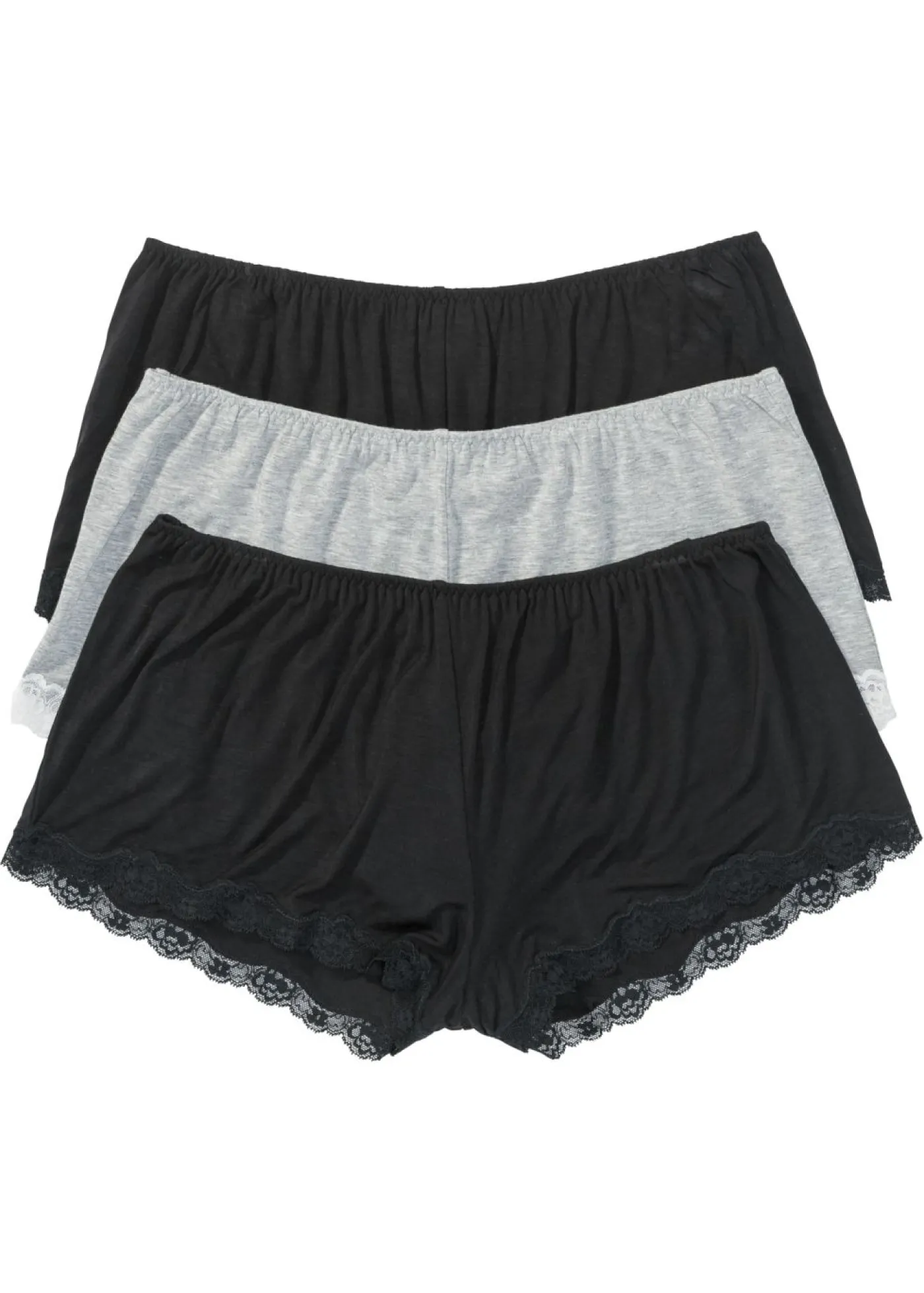 bonprix bonprix Bóxer holgado de viscosa (3 unidades) Negro-gris claro jaspeado Clearance