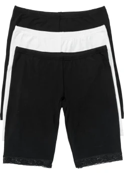 bonprix bonprix Bóxer largo con encaje para mujeres (3 unidades) Negro-blanco lana Online