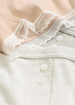 bonprix bonprix Bóxers acanalados con encaje para mujeres (4 unidades) gris claro jaspeado-rosa seda-natural jaspeado