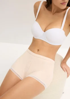 bonprix bonprix Bóxers acanalados con encaje para mujeres (4 unidades) gris claro jaspeado-rosa seda-natural jaspeado