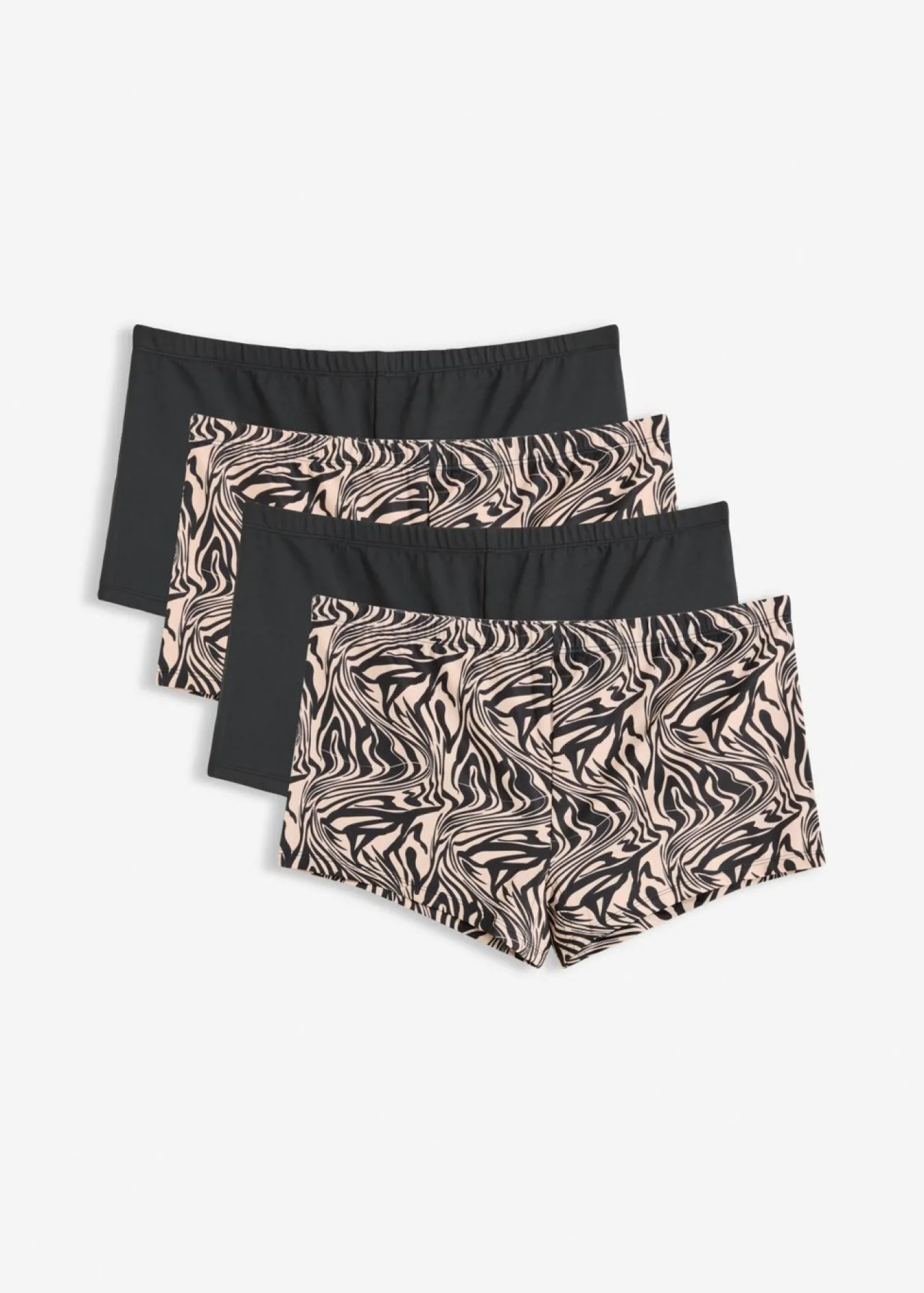 bonprix bonprix Bóxers de microfibra lisa para mujer (4 unidades) estampado cebra negro