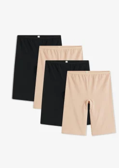 bonprix bonprix Bóxers largos con algodón orgánico para mujeres (4 unidades) negro+beige mate Discount