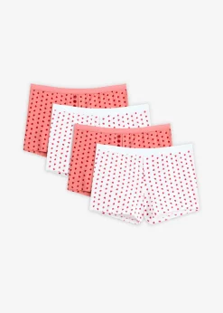bonprix bonprix Bóxers para mujeres (4 unidades) rojo salsa-rosa coral-blanco